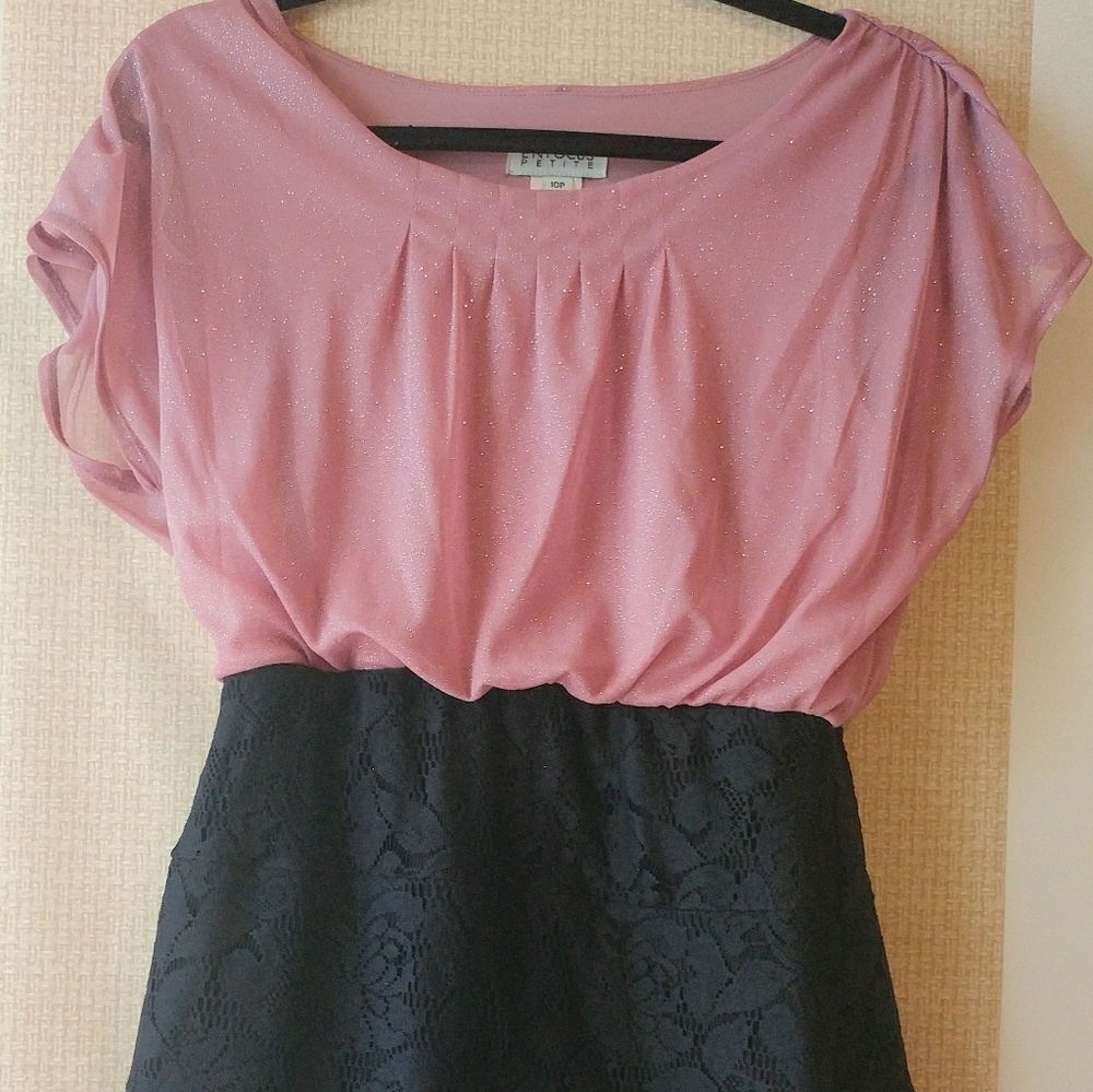 💥PRICE DROP💥Enfocus Petite Blk/Pnk Short Dress👗